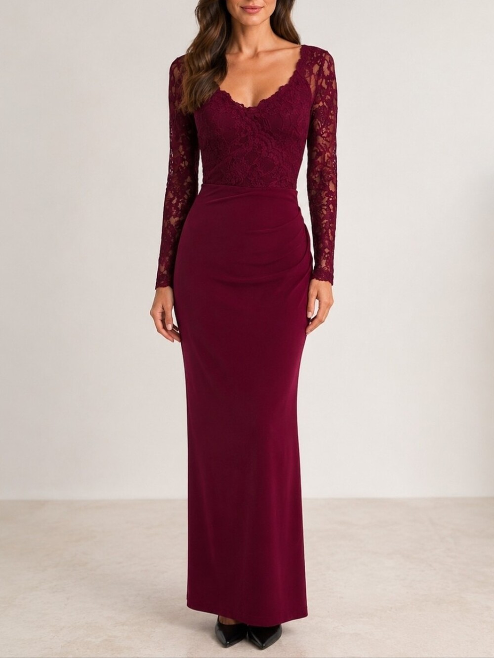 Elegant Burgandy Evening Mermaid Silhouette